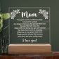 To My Mom- Square Acrylic Plaque