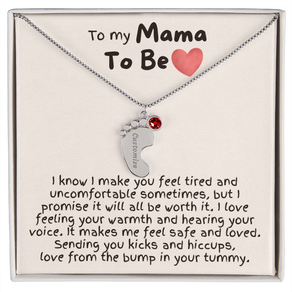 To My Mama To Be - Custom Baby Feet Necklace