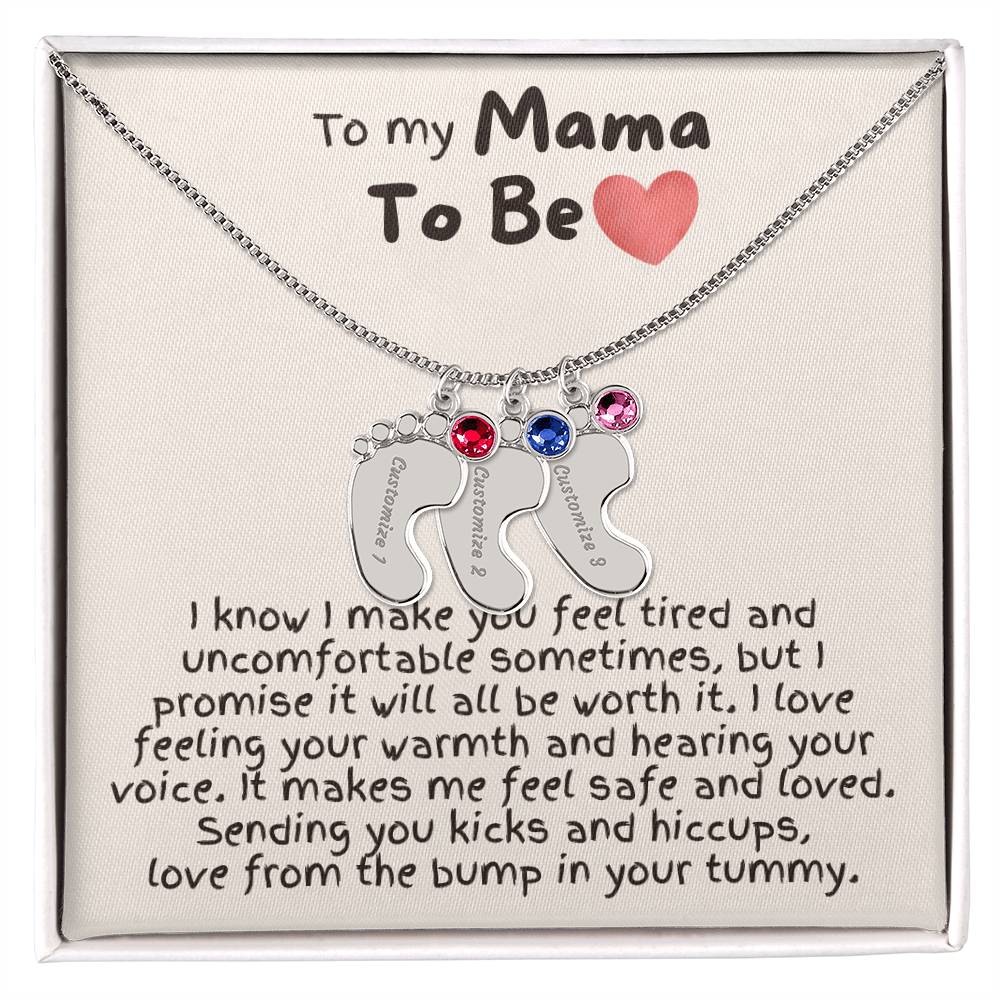 To My Mama To Be - Custom Baby Feet Necklace