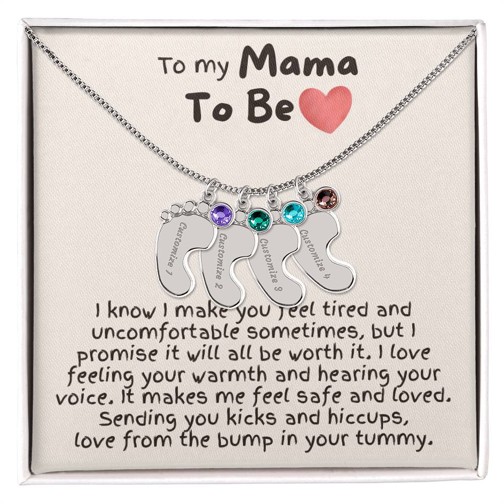 To My Mama To Be - Custom Baby Feet Necklace