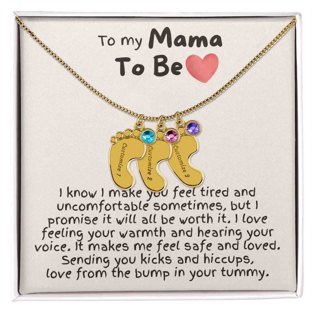 To My Mama To Be - Custom Baby Feet Necklace