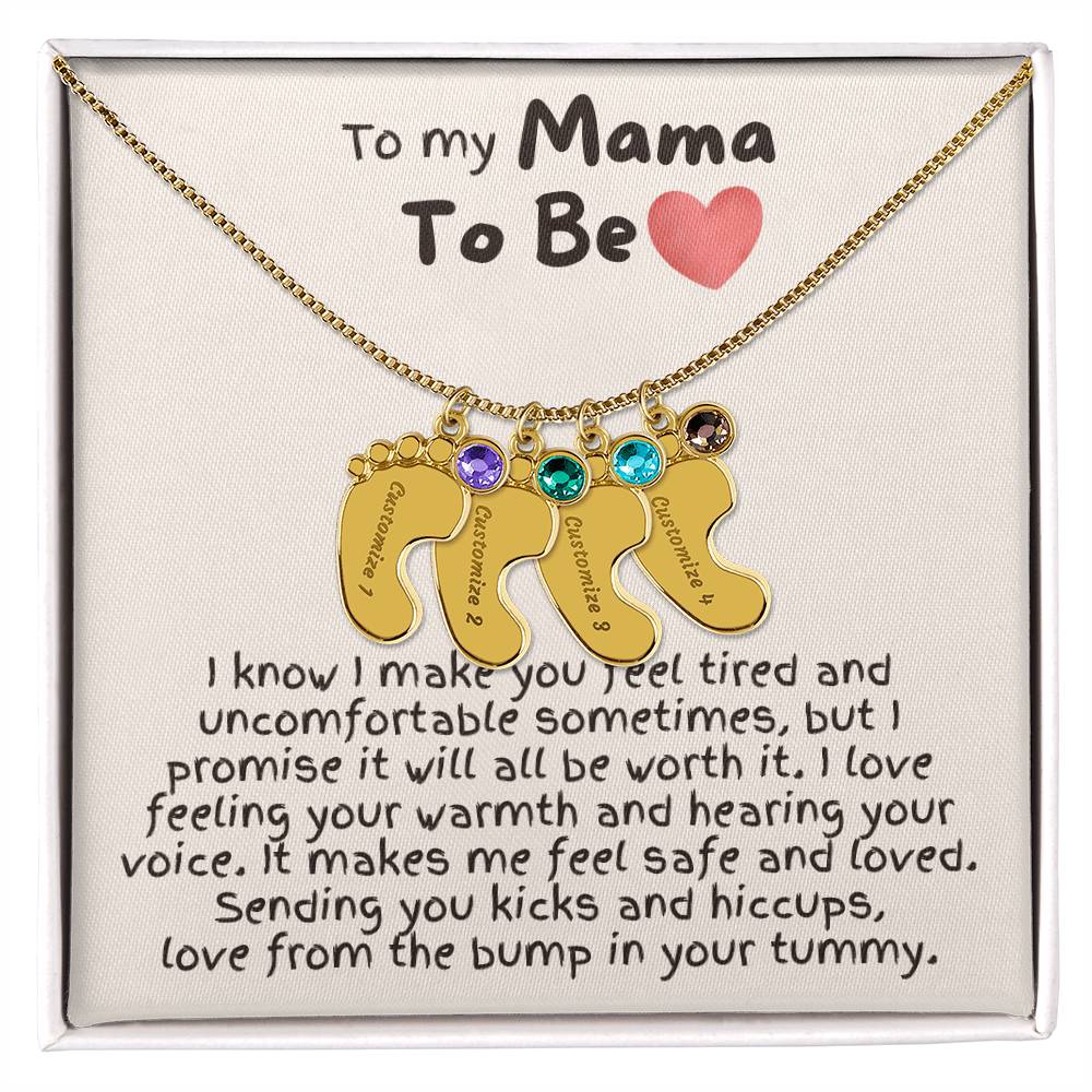 To My Mama To Be - Custom Baby Feet Necklace