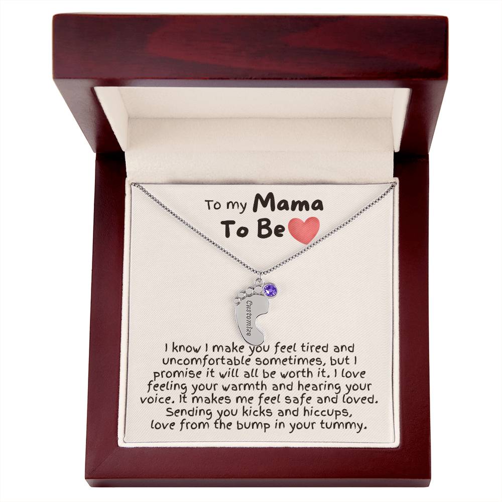To My Mama To Be - Custom Baby Feet Necklace