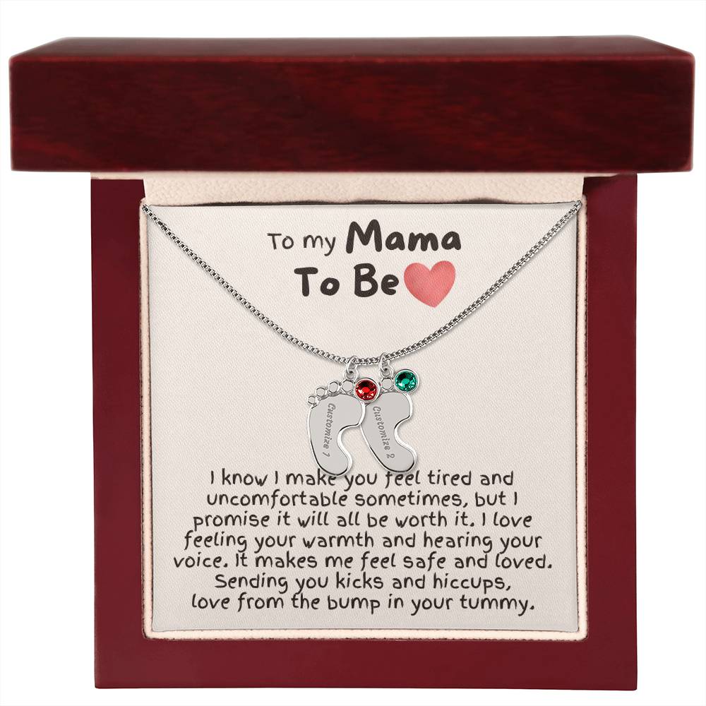 To My Mama To Be - Custom Baby Feet Necklace