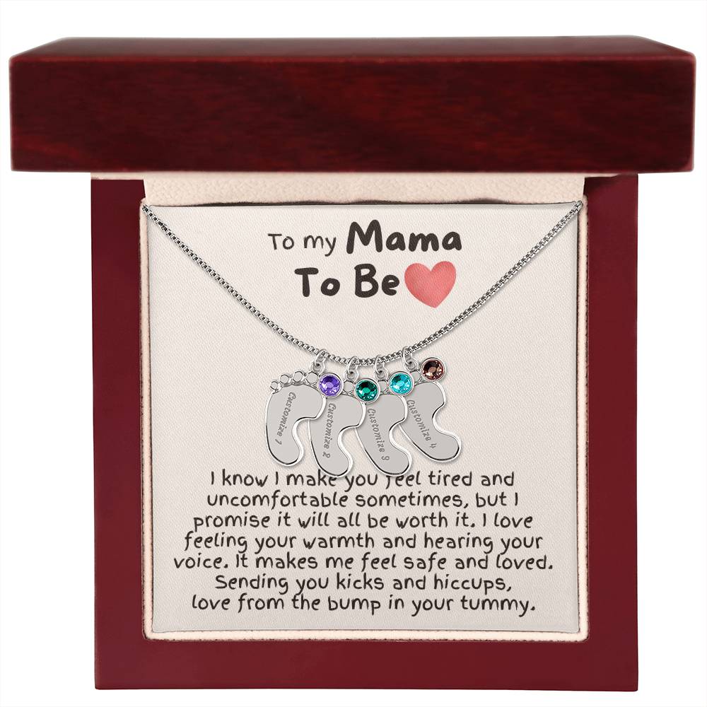 To My Mama To Be - Custom Baby Feet Necklace