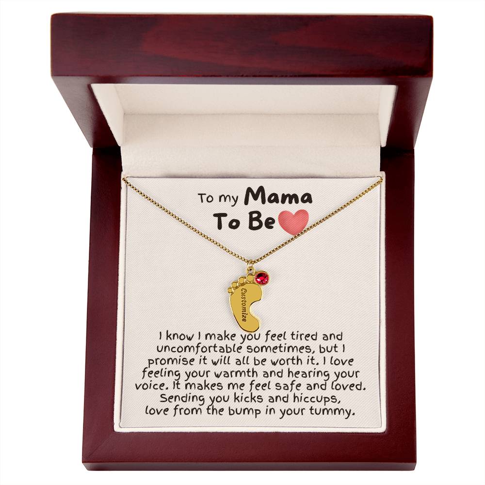 To My Mama To Be - Custom Baby Feet Necklace