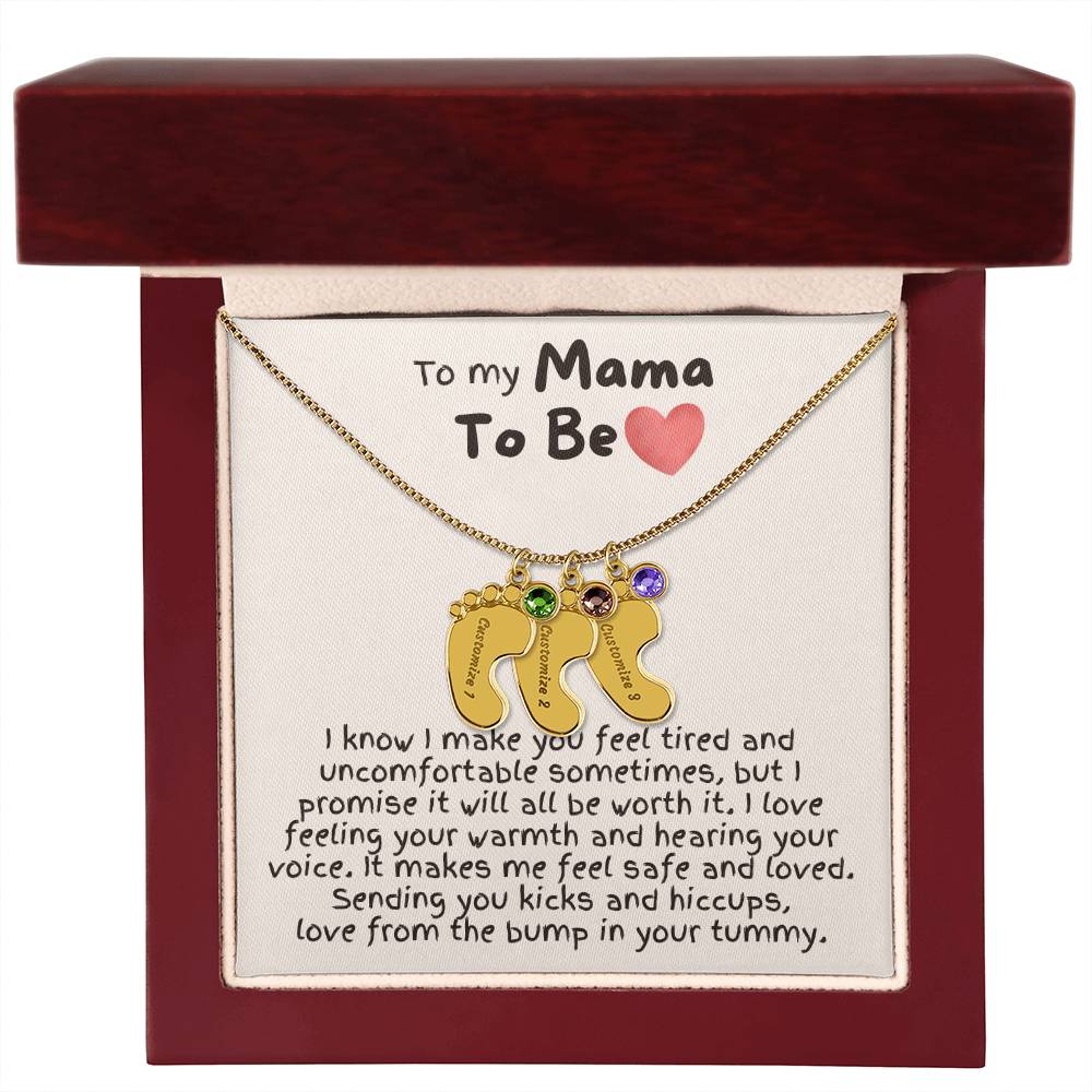 To My Mama To Be - Custom Baby Feet Necklace