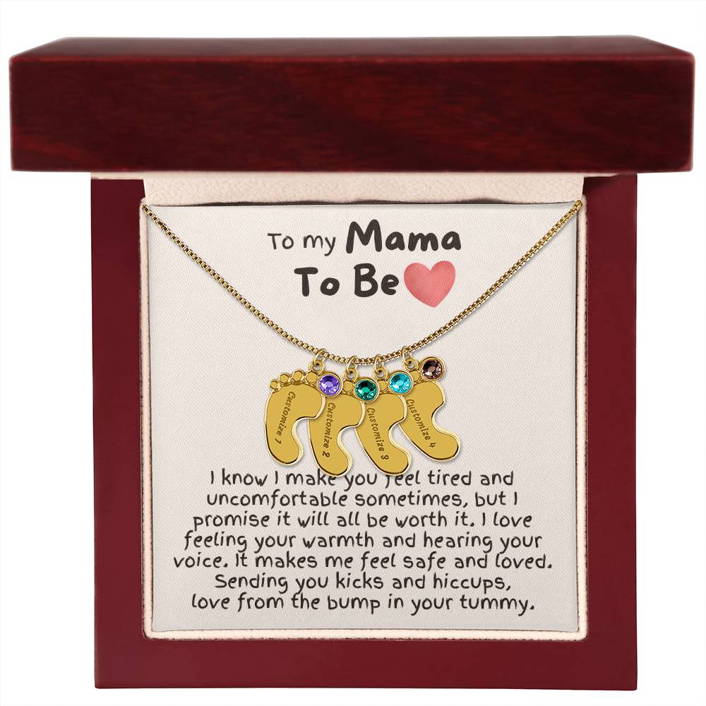 To My Mama To Be - Custom Baby Feet Necklace