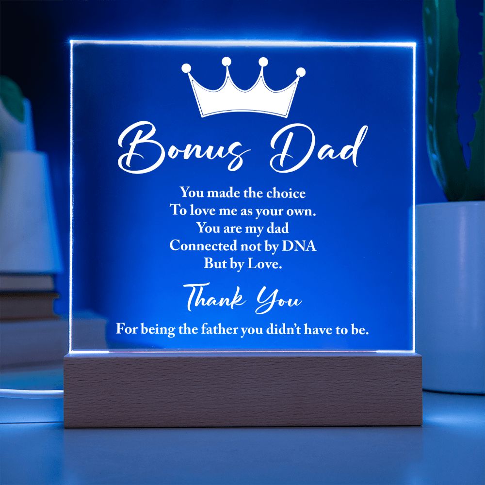 Happy Father's Day Bonus Dad - Square Acrylic Plaque