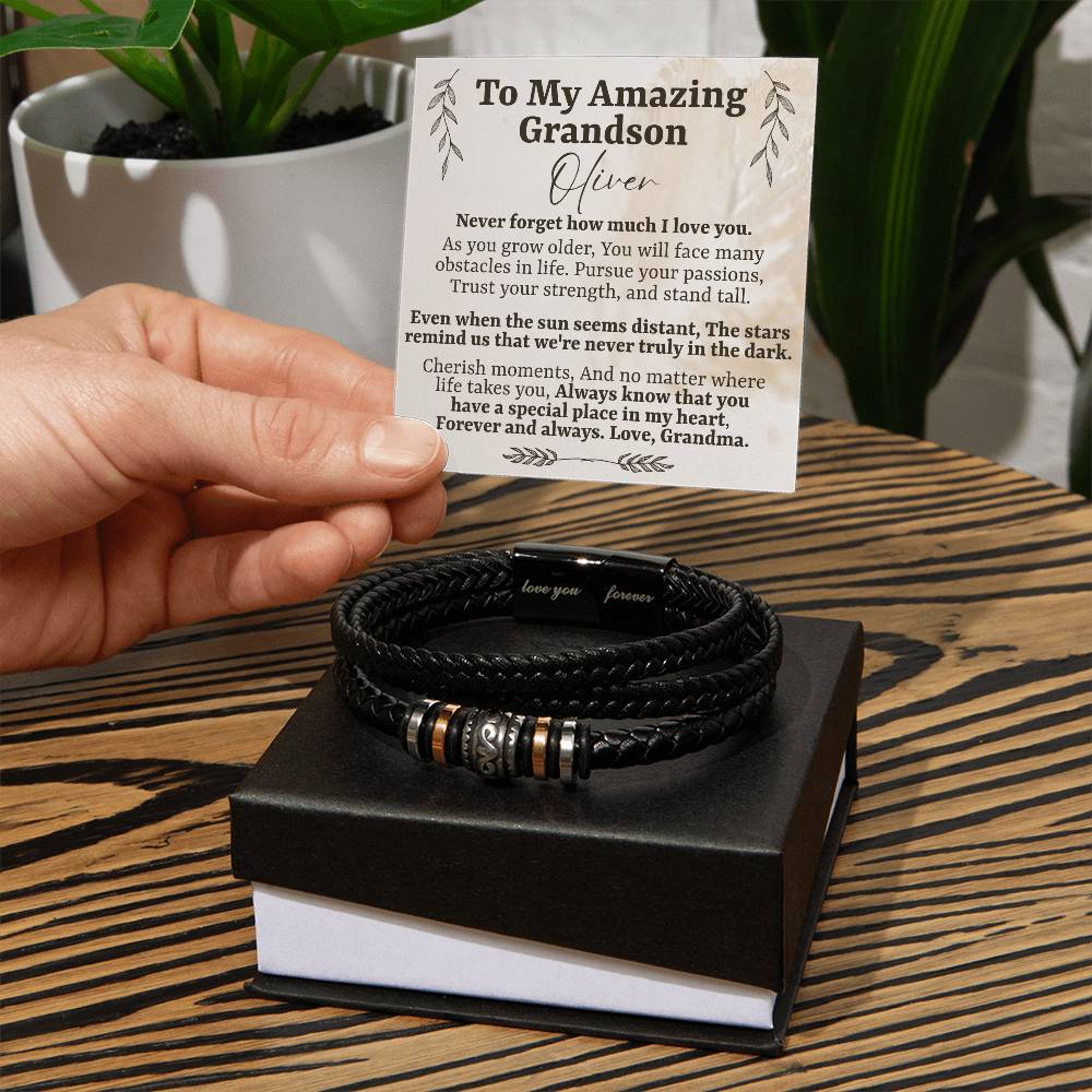 To My Amazing Grandson - Customized Name - Love You Forever Bracelet