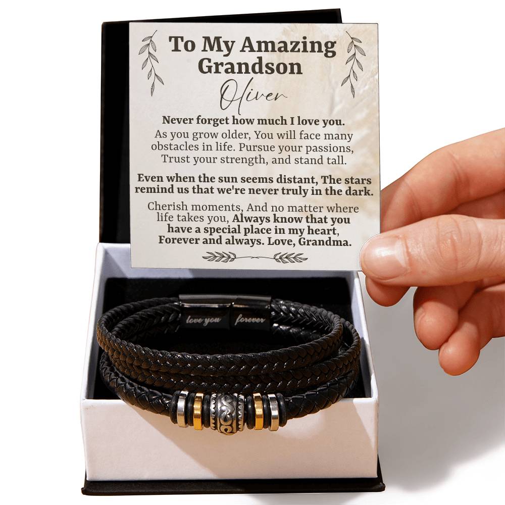 To My Amazing Grandson - Customized Name - Love You Forever Bracelet