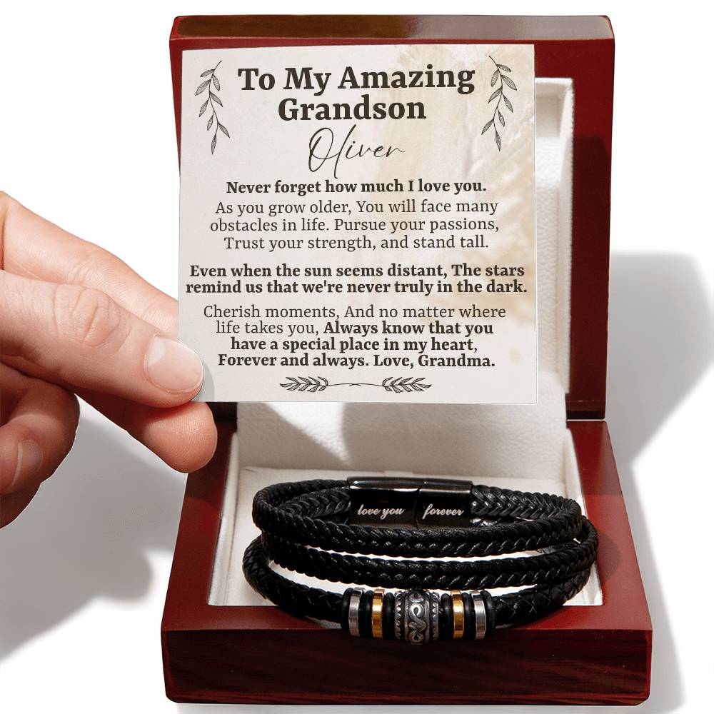To My Amazing Grandson - Customized Name - Love You Forever Bracelet