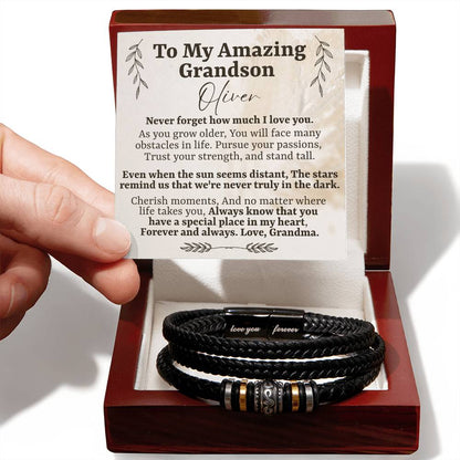 To My Amazing Grandson - Customized Name - Love You Forever Bracelet