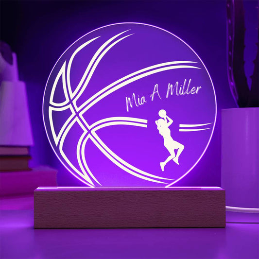 Basketball Sports Acrylic LED 7 Colour Night Light Lamp Gift For Her