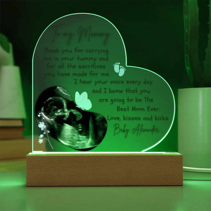 To My Mommy To Be - Personalized Ultrasound Photo Heart Plaque with LED