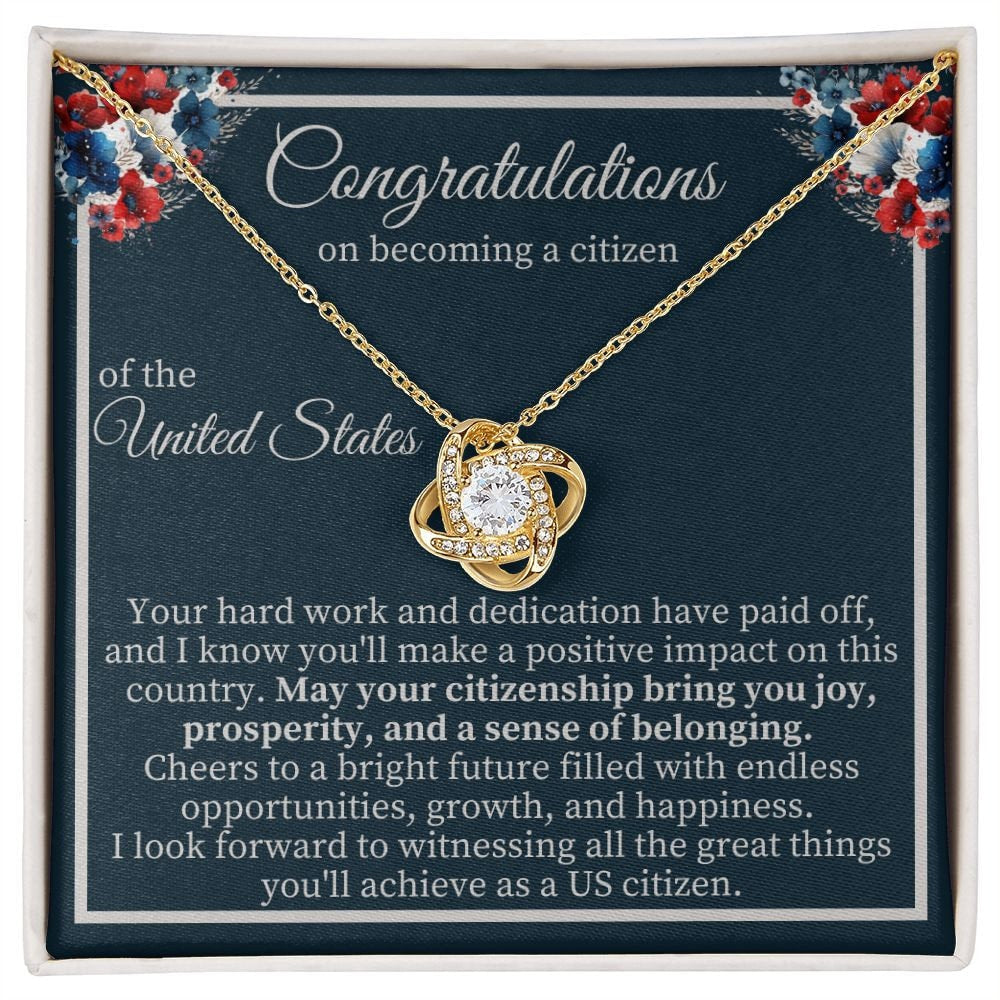 US Citizenship Gift, Personalized American Citizenship Card with Necklace, Immigration USA Becoming American, Congrats New US Citizen Card