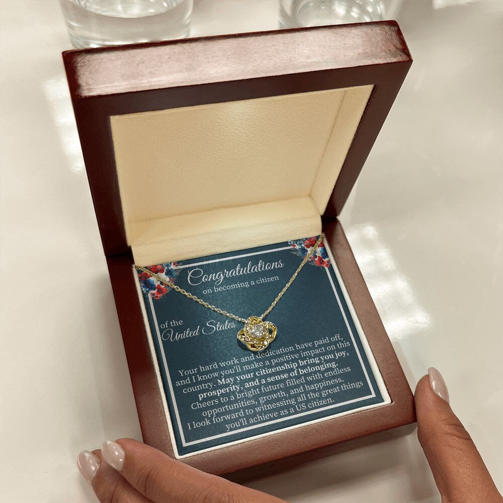 US Citizenship Gift, Personalized American Citizenship Card with Necklace, Immigration USA Becoming American, Congrats New US Citizen Card