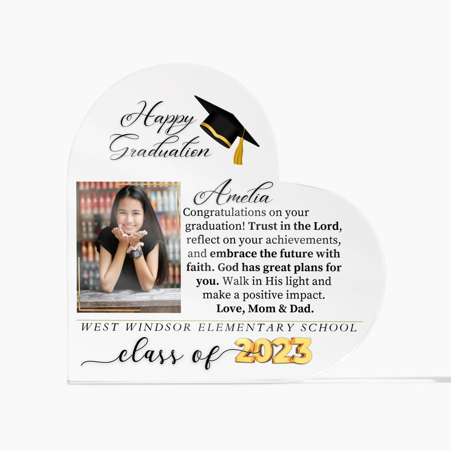 Graduation Gifts for her or Him High School - Printed Heart Acrylic Plaque