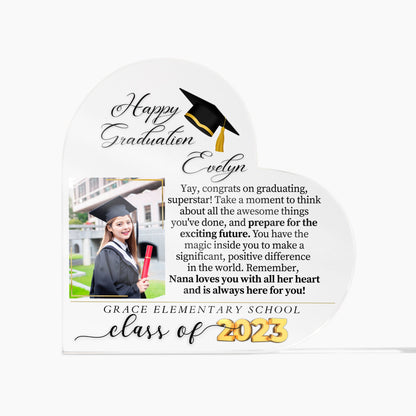 Graduation Gifts for her or Him High School - Printed Heart Acrylic Plaque