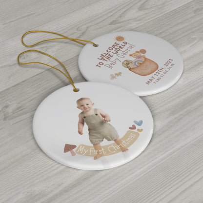 Babys First Christmas Ornament 2023 with Baby Stats and Photo