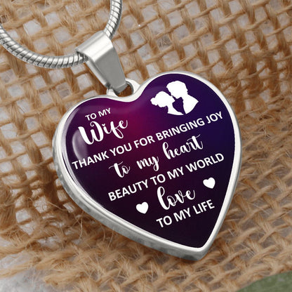 To My Wife - Heart Engraved Necklace