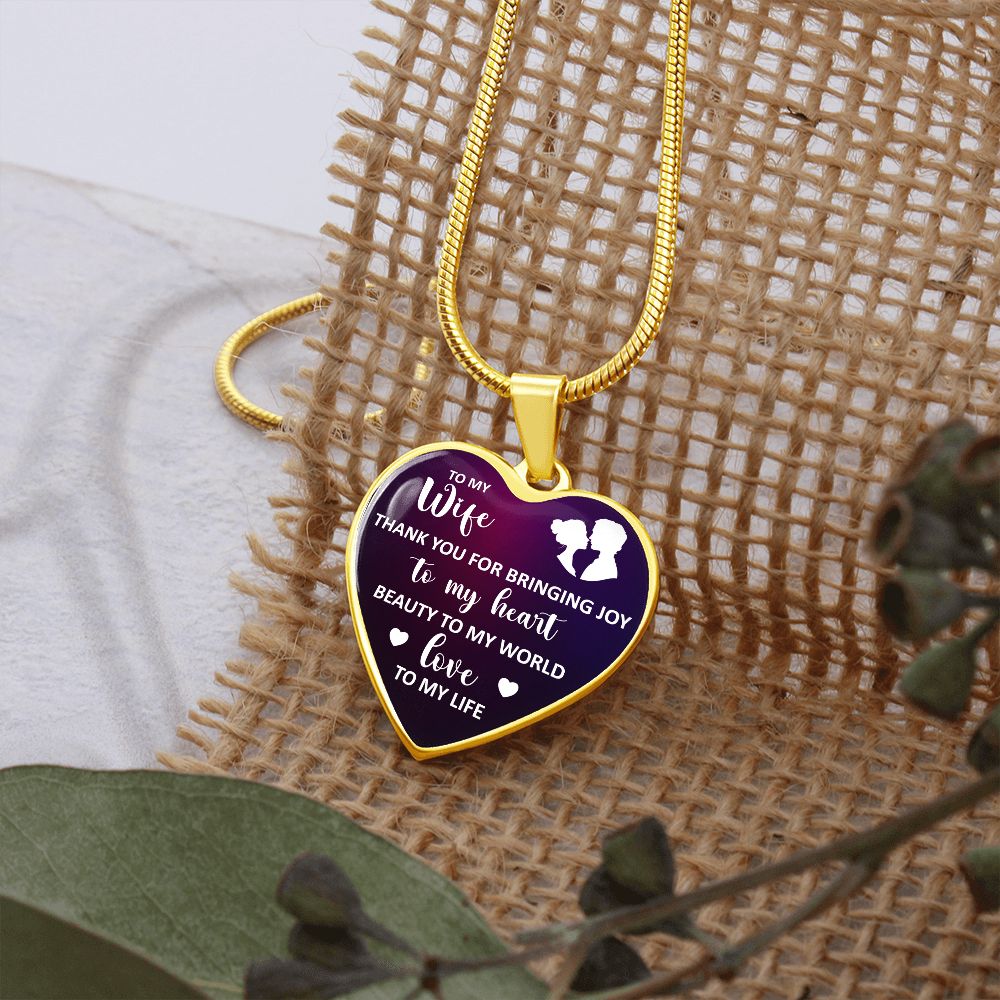 To My Wife - Heart Engraved Necklace