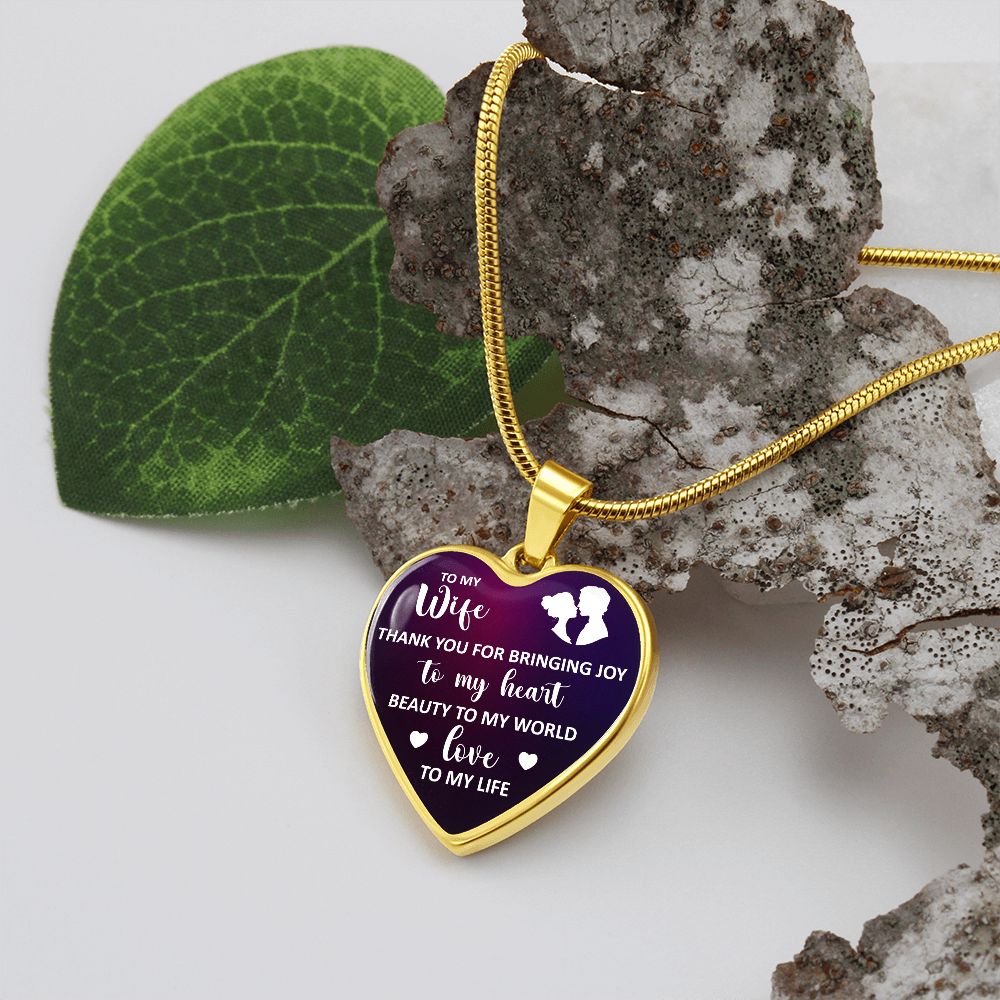 To My Wife - Heart Engraved Necklace