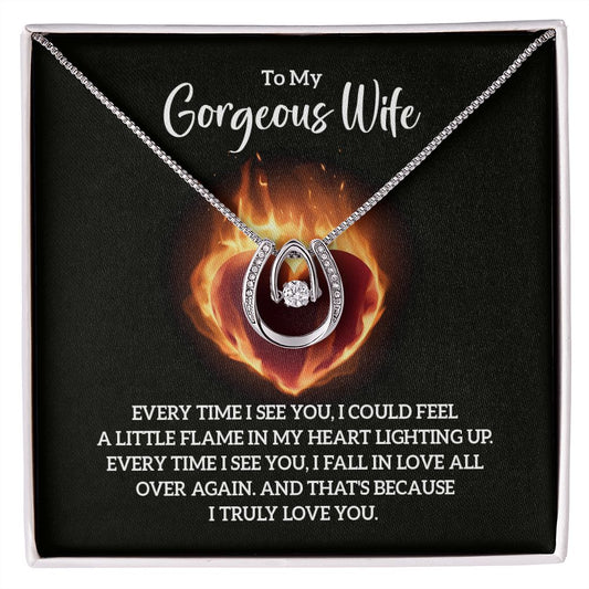 To My Gorgeous Wife - Lucky Horseshoe Necklace