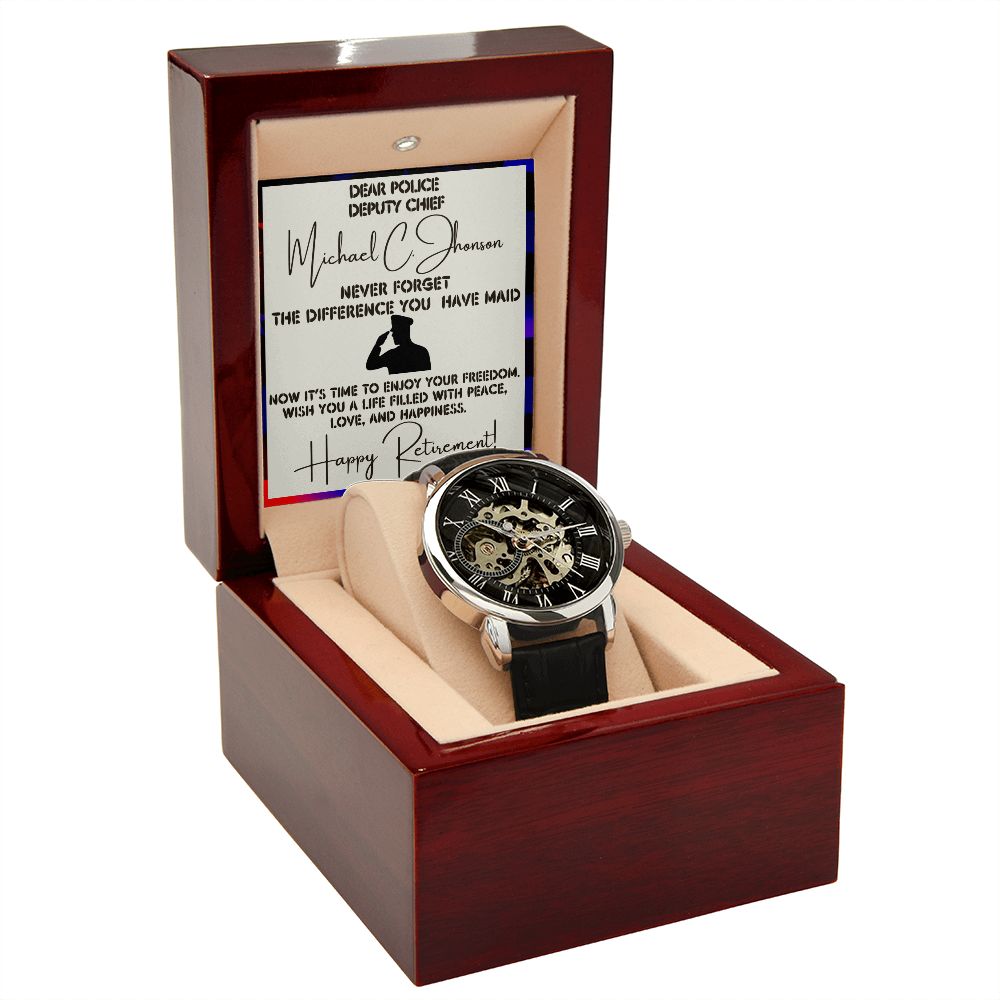 Police Retirement - Men's Openwork Watch With Card