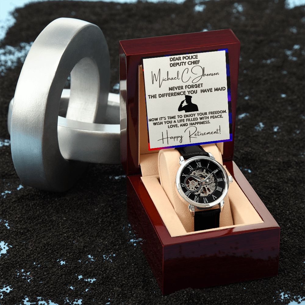 Police Retirement - Men's Openwork Watch With Card