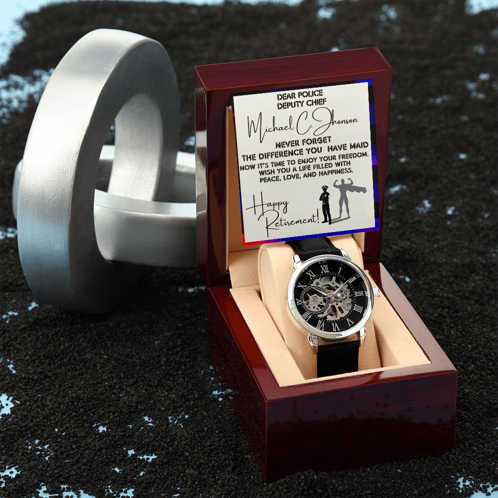 Police Retirement - Men's Openwork Watch With Card