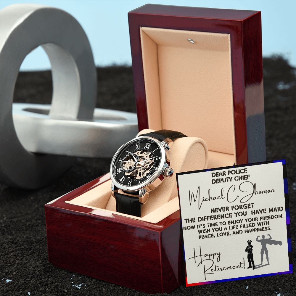 Police Retirement - Men's Openwork Watch With Card
