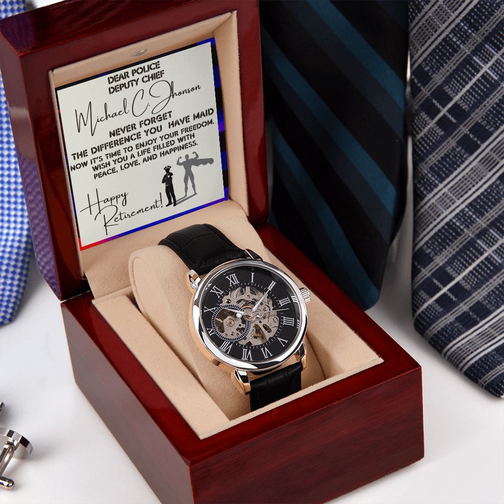 Police Retirement - Men's Openwork Watch With Card