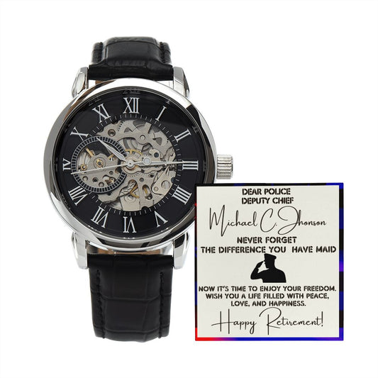 Police Retirement - Men's Openwork Watch With Card