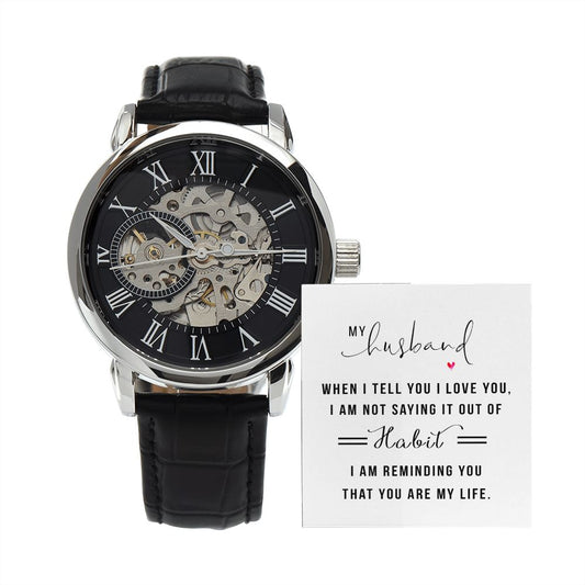 To My Husband - Men's Openwork Watch With Card
