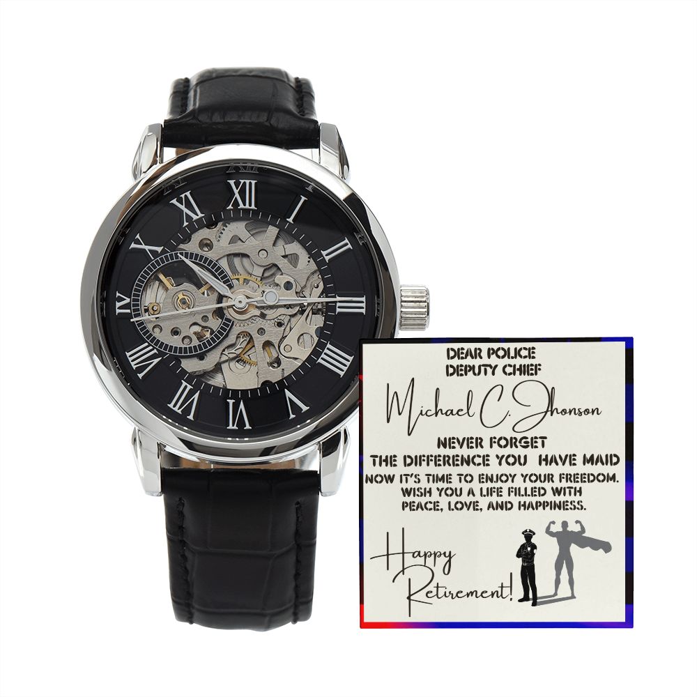 Police Retirement - Men's Openwork Watch With Card