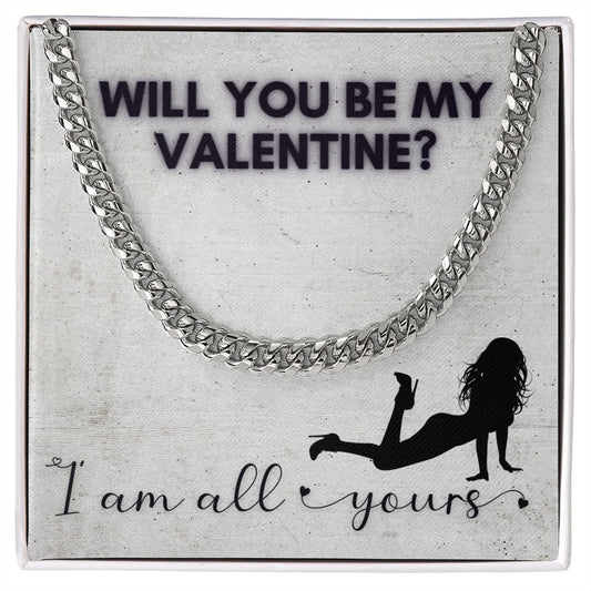Will You Be My Valentine? - White Cuban Link Necklace
