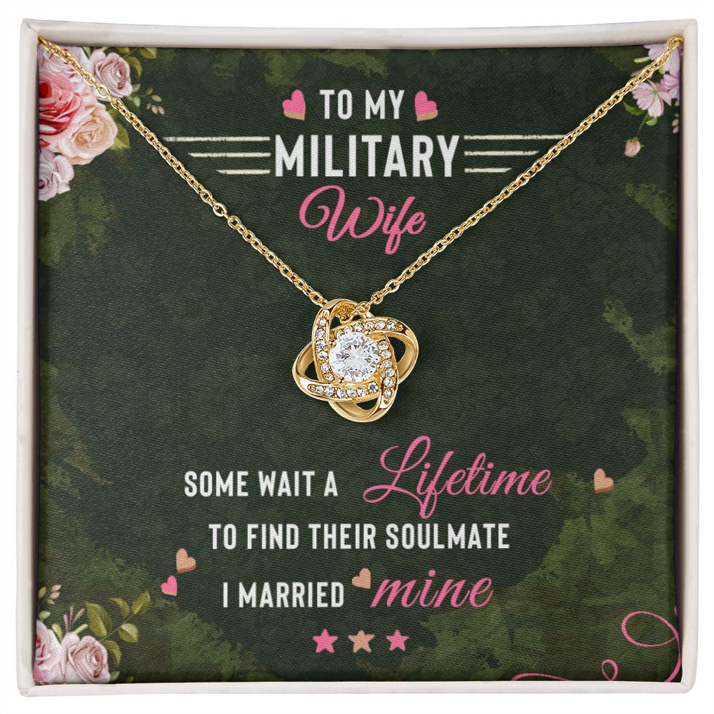 To My Military Wife - Love Knot Necklace