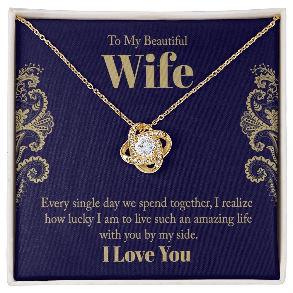 To My Beautiful Wife - Love Knot Necklace