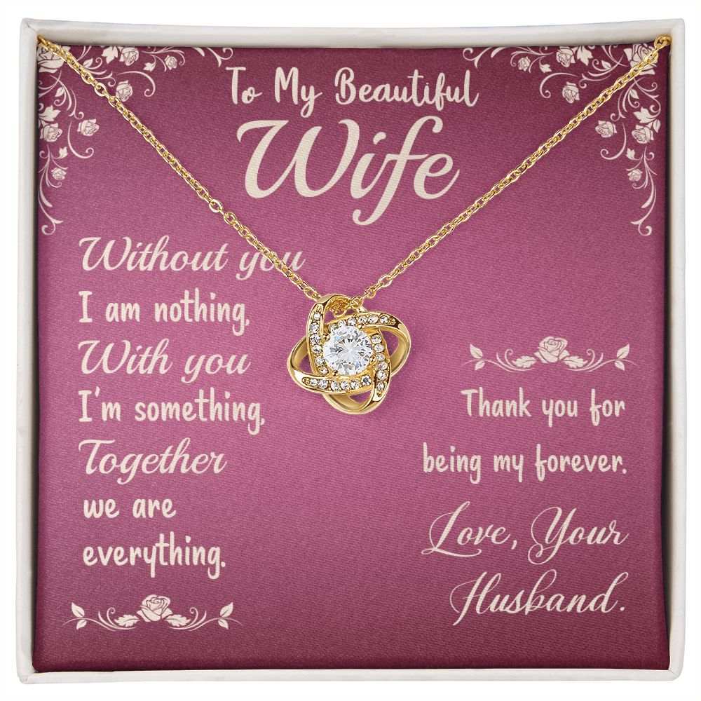 To My Beautiful Wife - Love Knot Necklace