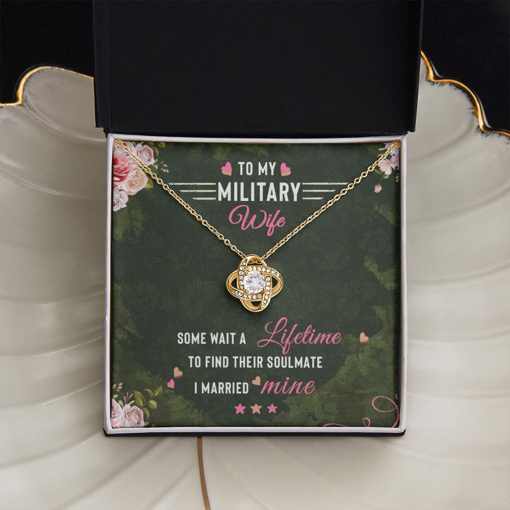 To My Military Wife - Love Knot Necklace