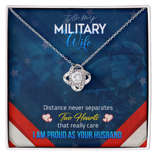 To My Military Wife - Love Knot Necklace