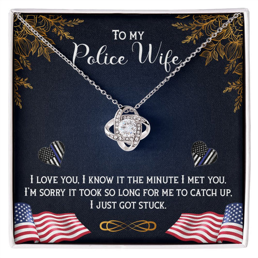 To My Police Wife - Love Knot Necklace