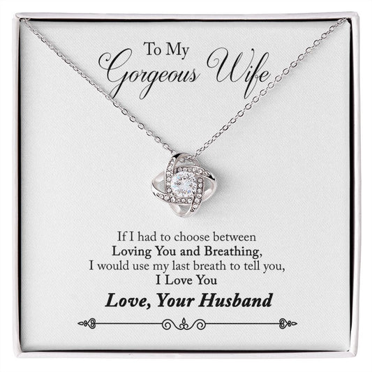 To My Gorgeous Wife  -  Interlocking Hearts Necklace
