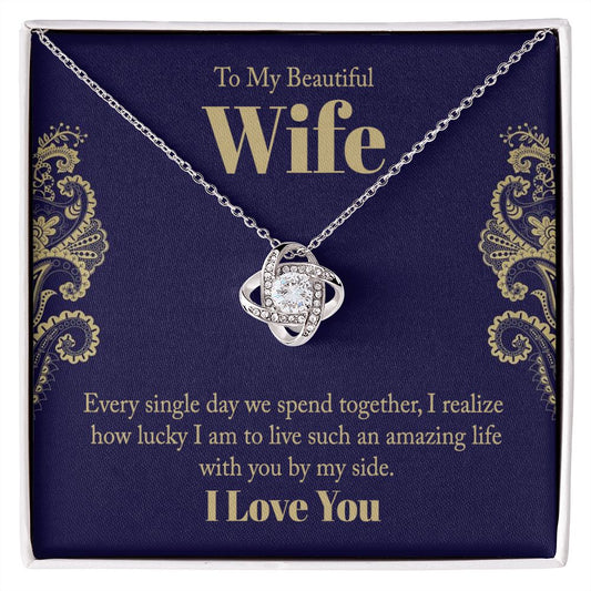 To My Beautiful Wife - Love Knot Necklace