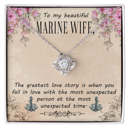 To My Marine Wife - Love Knot Necklace