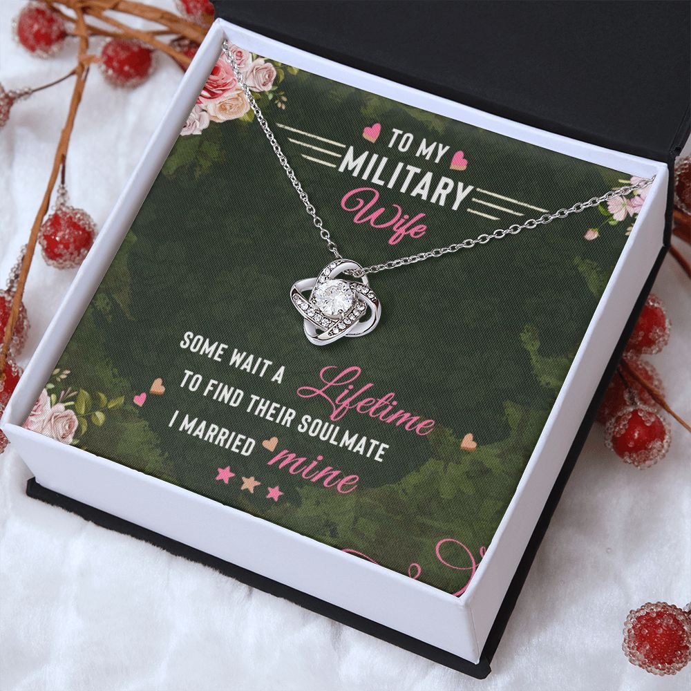 To My Military Wife - Love Knot Necklace