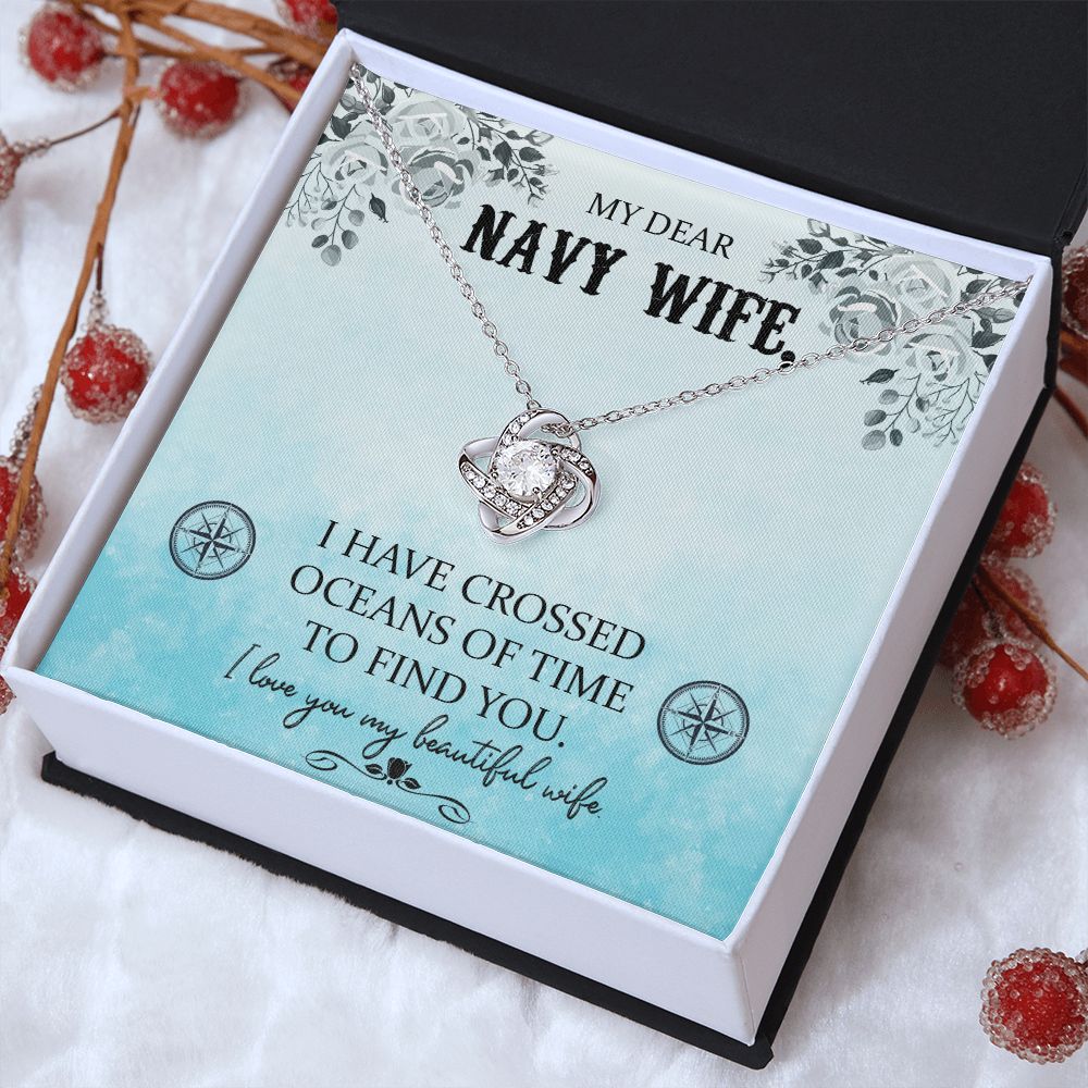 To My Navy Wife - Love Knot Necklace