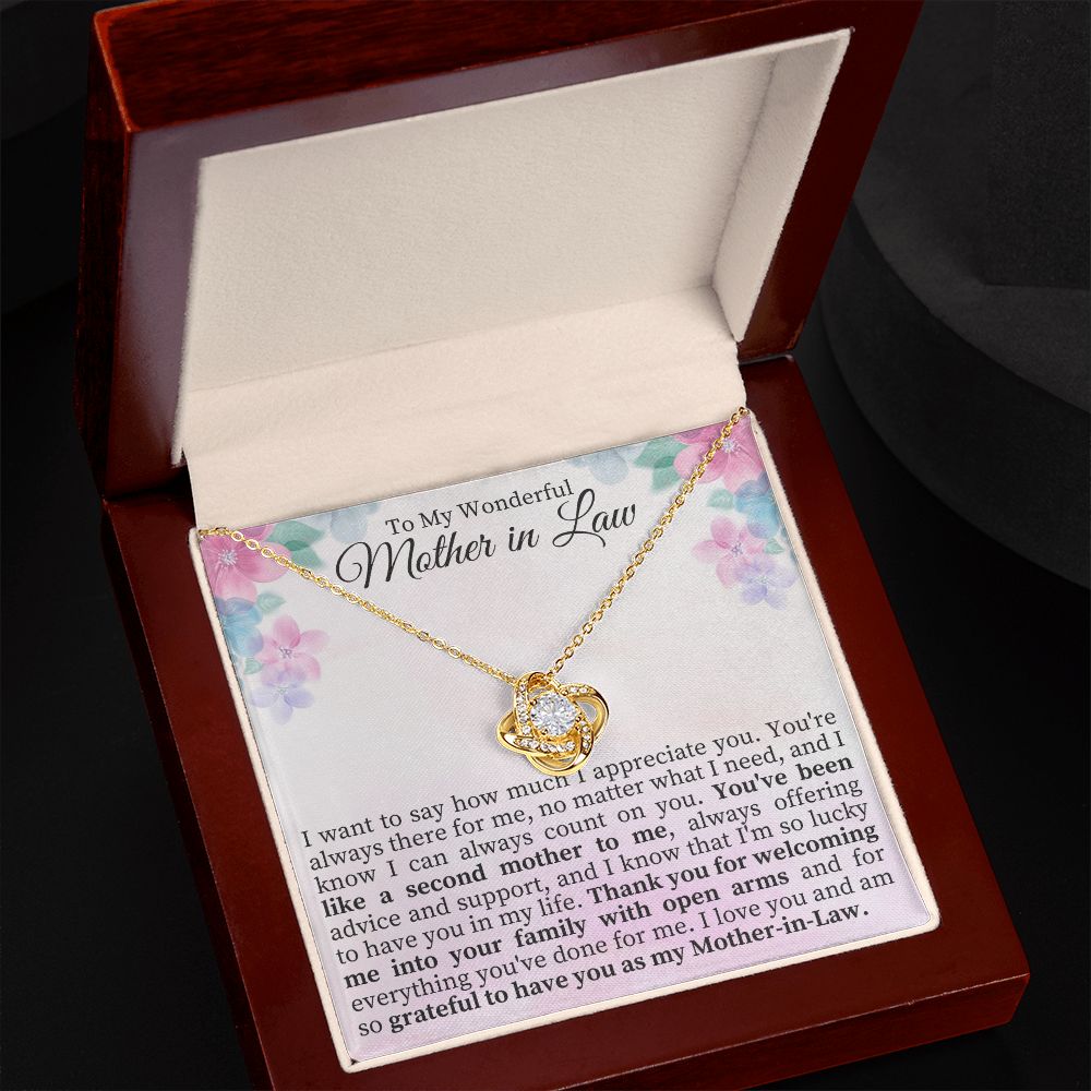 To My Wonderful Mother-in-law - Love Knot Necklace With Card