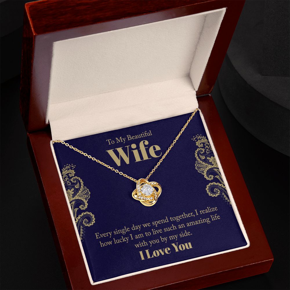 To My Beautiful Wife - Love Knot Necklace